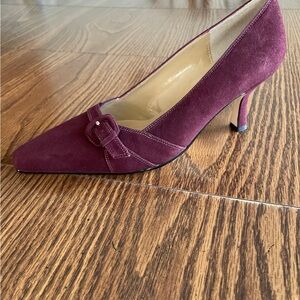 Suede burgundy 3” medium high heel .
